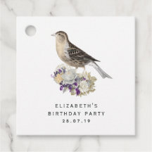 Lila och elfenbensfärgade blomsterfågel-damask