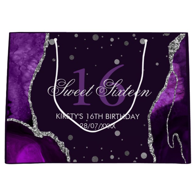 Lila och falskt silver glitter agat Söt 16 (Framsidan)