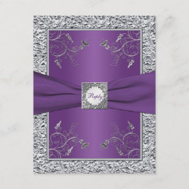 Lila och falskt silverfolie blomkort för RSVP OSA Kort