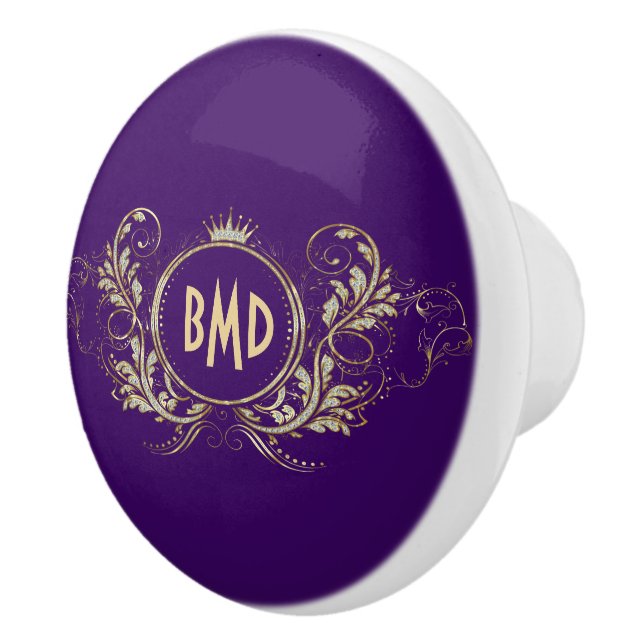 Lila och Faux Glitter Girly Blommigt Ram Knopp (Höger)