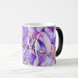 Lila och Faux Guld blomma Mugg
