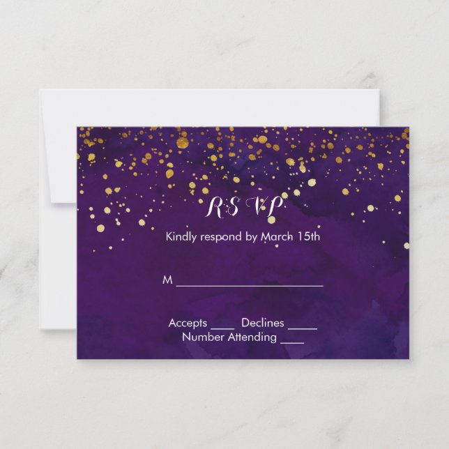 Lila och Faux Guld Glitter OSA Kort (Framsida)