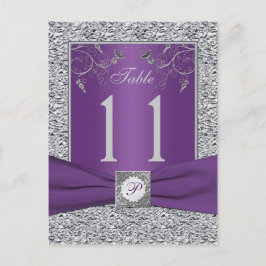Lila och FAUX Silver Foil Bordsnummer Card