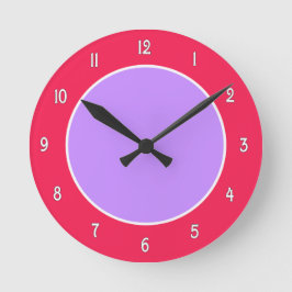 Lila och Fuchsia Colorblock Wall Clock Rund Klocka
