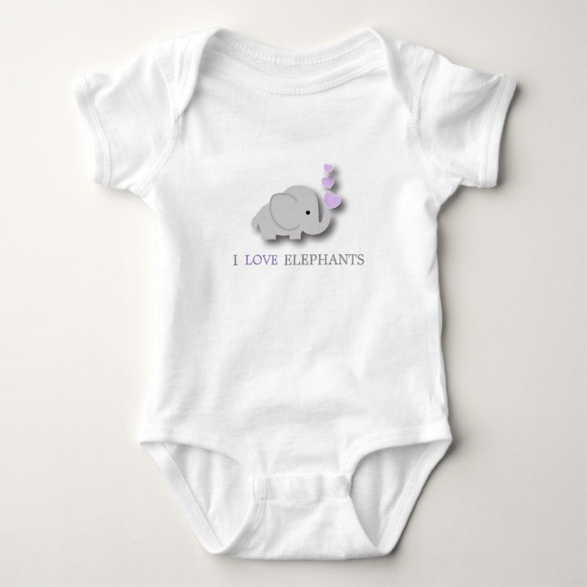 Lila och Grått Baby Elephant T-shirt (Framsida)
