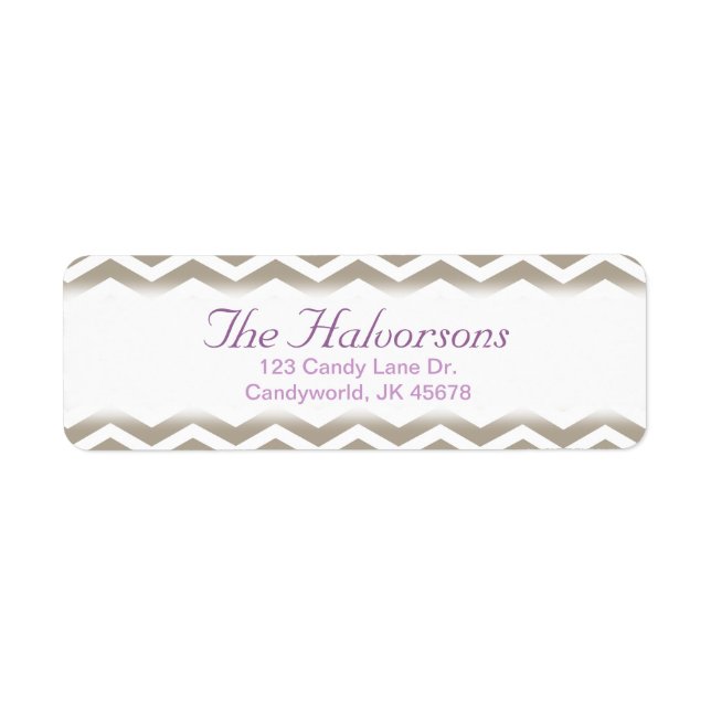 Lila och Grått Chevron-Adressetiketter Returadress Etikett (Framsidan)