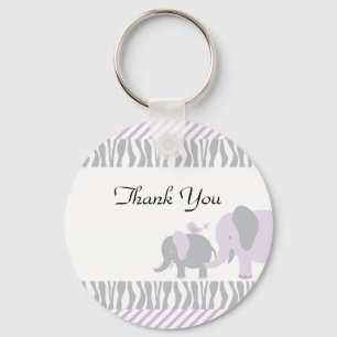 Lila och Grått Elephant Keychain Nyckelring