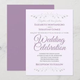 Lila och Grått enkel inbjudan till Elegant bröllop