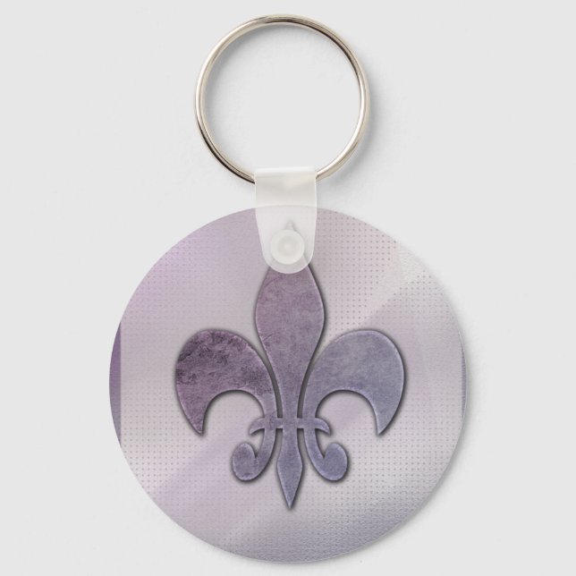Lila och grått fleur-de-lis nyckelring (Framsida)