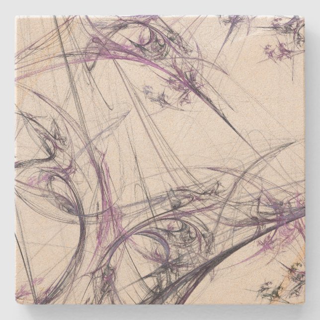 Lila och Grått Fractal Square Underlägg (Framsidan)