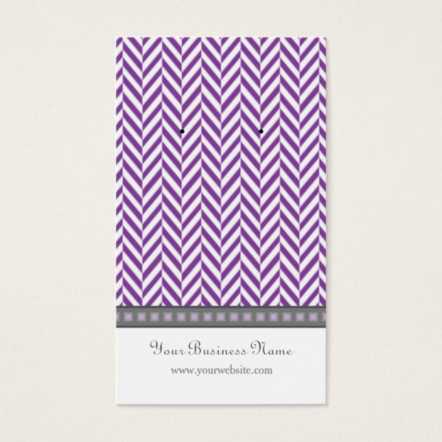 Lila och Grått Herringbone Aring Cards Visitkort (Framsidan)