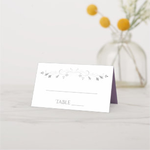 Lila och Grått Simple Elegant bröllop Place Cards Placeringskort