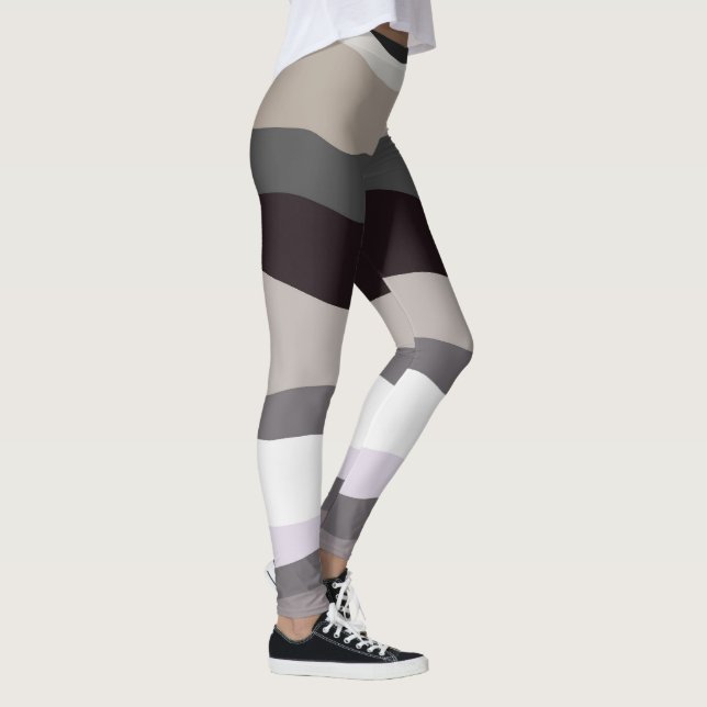 Lila och Grått Vågigt Rand Leggings (Höger)