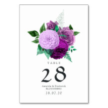 Lila och grön akvarell blommande bröllop