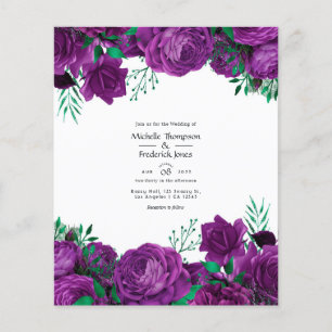 Lila och grön akvarell blommande bröllopsinbjudan flygblad