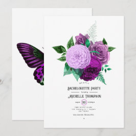 Lila och grön blomster möhippa inbjudningar