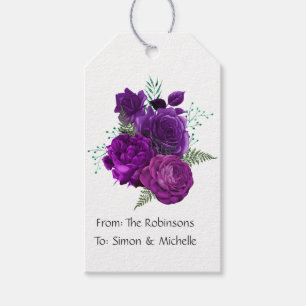 Lila och grön blomster presentetikett