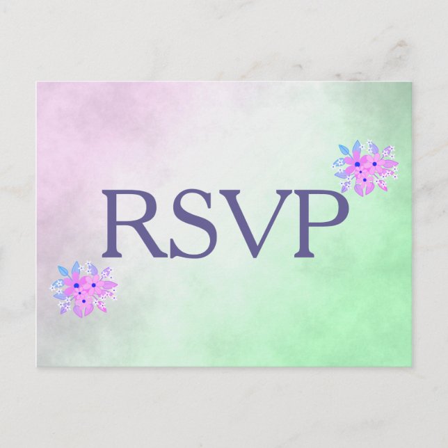 Lila och grön blomster-RSVP Inbjudan Vykort (Framsida)