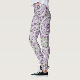 Lila och grön mandalamönsterdesign leggings