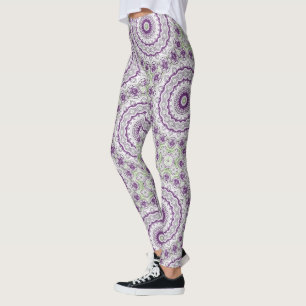 Lila och grön mandalamönsterdesign leggings