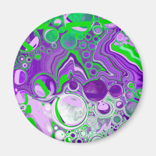 Lila och grön marmorfluid Art Magnet