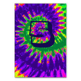 Lila och grön spiral Tie Dye bröllopsbord Fem Bordsnummer