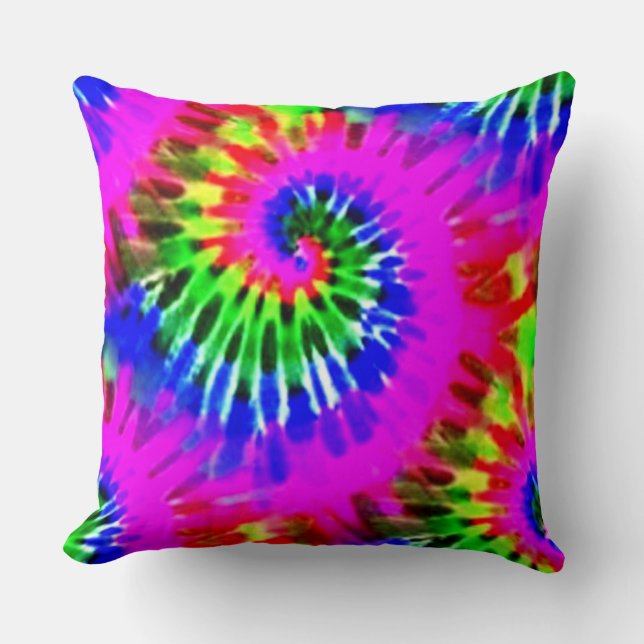 Lila och grön Tie Dye Kudde (Framsida)