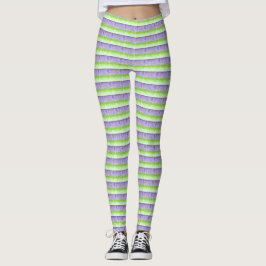 Lila och gröna ränder leggings