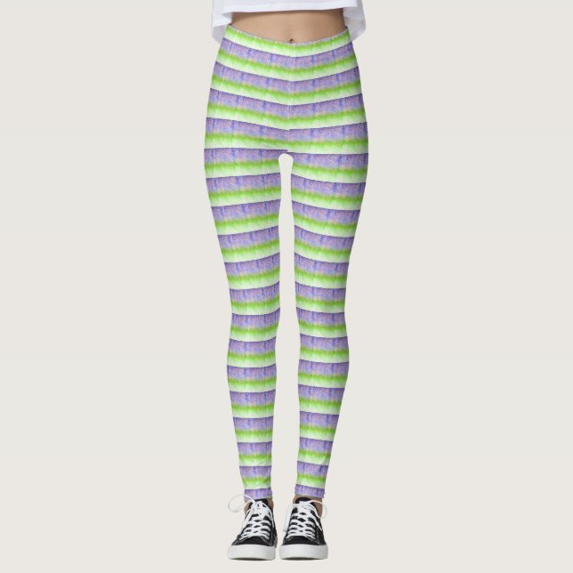 Lila och gröna ränder leggings (Framsida)
