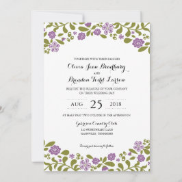 Lila och Grönt Blommar för Wildblomma | BRÖLLOP Inbjudningar