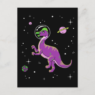 Lila och Grönt Corythosaurus Dinos in Space Vykort
