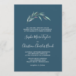 Lila och Grönt Eucalyptus | Blå formeln Bröllop Inbjudningar