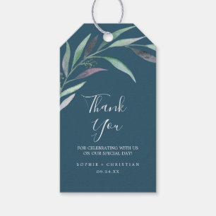 Lila och Grönt Eucalyptus Blå Tack-förmån Presentetikett