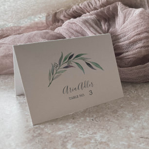 Lila och Grönt Eucalyptus Bröllop ortskort Bordsnummer