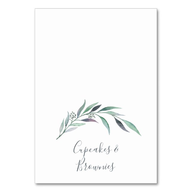 Lila och Grönt Eucalyptus Buffet Food Labels Bordsnummer (Framsidan)