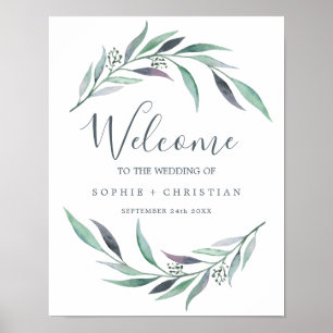 Lila och Grönt Eucalyptus Välkommen Bröllop Poster