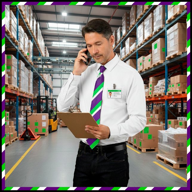 [Lila och Grönt] Fet Rand Slips (The back of this tie is set to purple by default but you may change it to any color you like. )