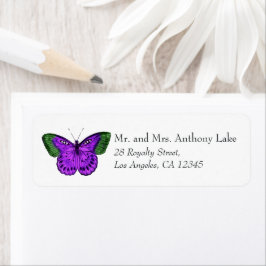 Lila- och Grönt-fjäril Returadress Etikett