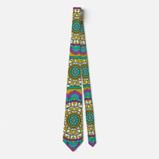 Lila och Grönt Flower Mandala Neck Tie Slips