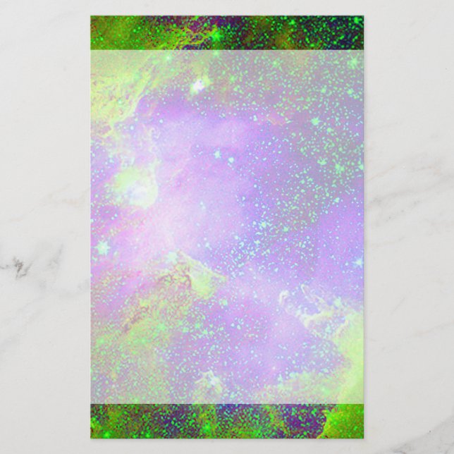 lila och grönt Galaxy Nebula rymdavbildning. Brevpapper (Framsida)