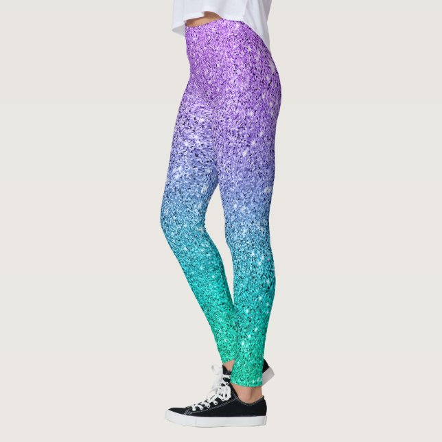 Lila och grönt glitter struktur leggings (Vänster)