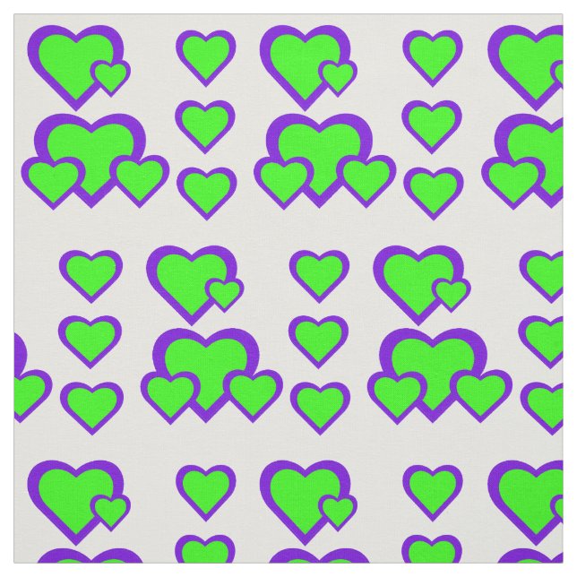 Lila och Grönt Hearts Fabric Tyg (Provkarta)
