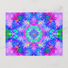 Lila och Grönt Kaleidoscope Fractal Vykort