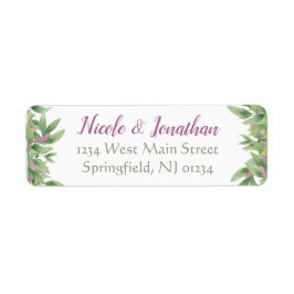 Lila och Grönt Löv för vattenfärg - Returadress Etikett