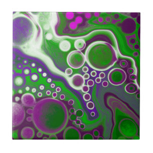 Lila och Grönt Marble Fluid Art Kakelplatta