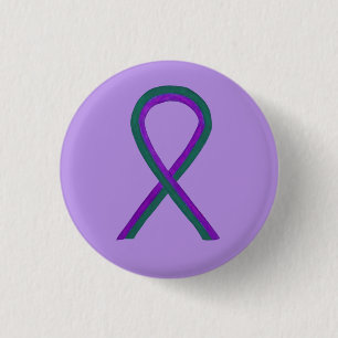 Lila och Grönt Medvetenhet Ribbon Angel Button Pi Knapp