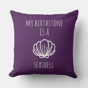 Lila och Grönt Min Birthstone är ett Seashell Kudde