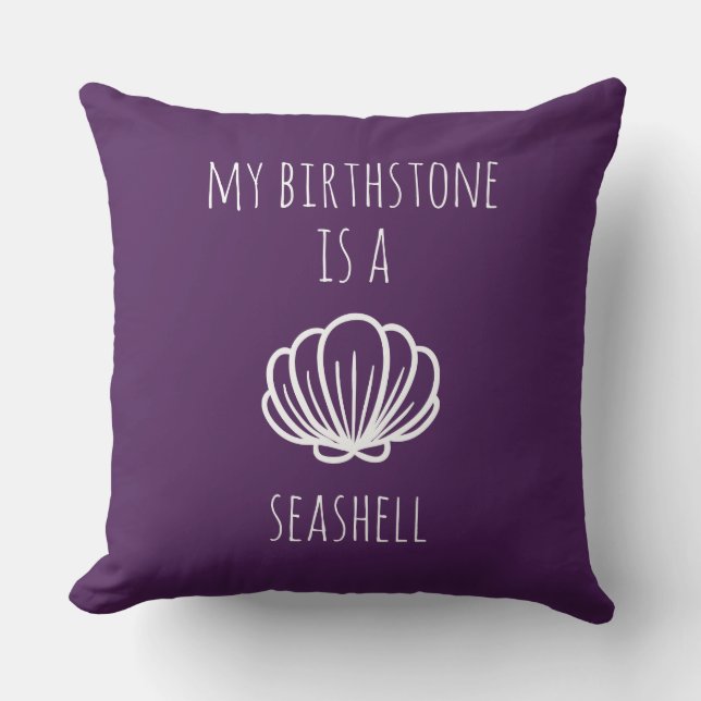 Lila och Grönt Min Birthstone är ett Seashell Kudde (Framsida)