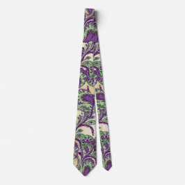 Lila och Grönt Paisley Bröllop Tie Slips