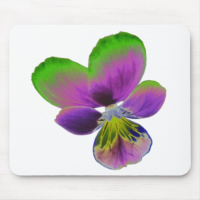 Lila och Grönt Pansy Mousepad Musmatta (Framsidan)